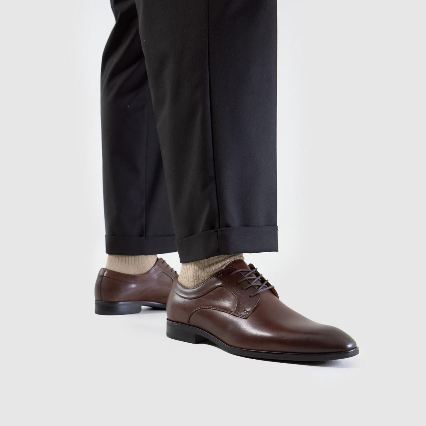 Rail Leather Derby in Brown