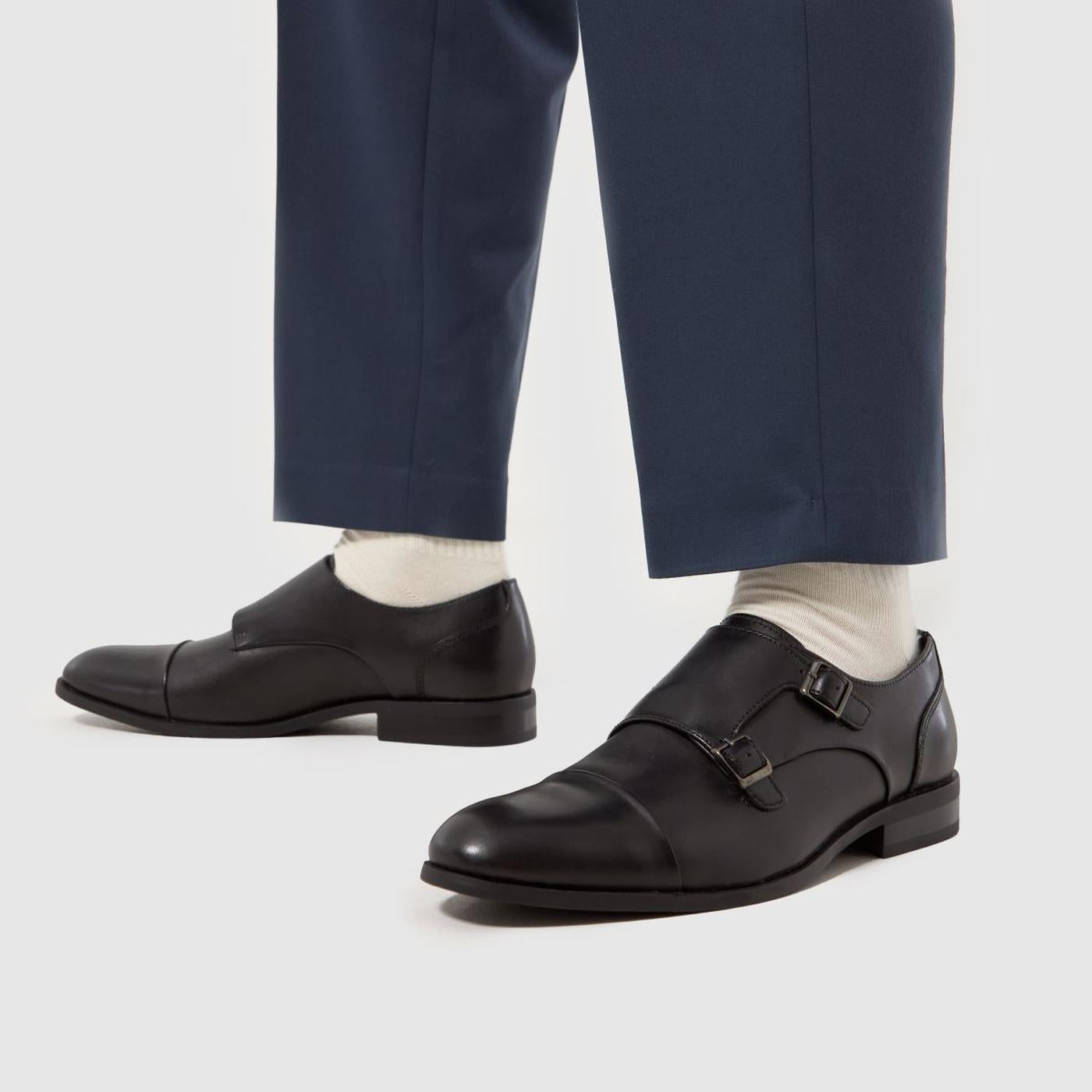 Rossa Leather Monk in Black